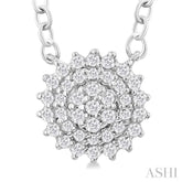 1/6 ctw Petite Round Shape Round Cut Diamond Cluster Fashion Pendant With Chain in 10K White Gold